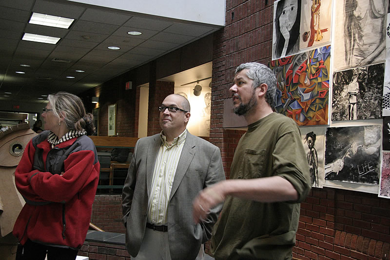 Susan Hardesty, NCC Gallery Director, Adjunct Professors Chris Durante, and Steve DiGiovanni. 
