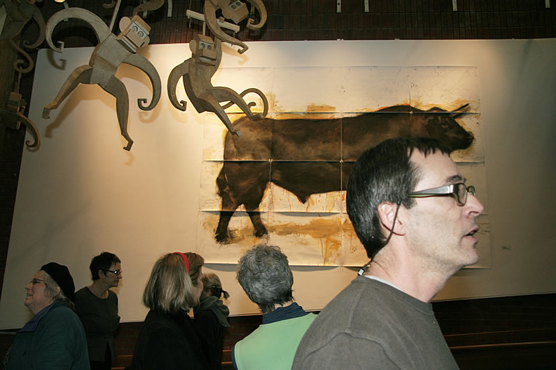 Joseph Fucigna, Coordinator of the Studio Arts Program at the opening reception for Zoology 101 at the NCC Art Gallery